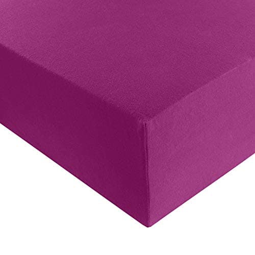 Heim24h Spannbettlaken 120x200 cm (bis 30 cm) – 100% Baumwolle Jersey, Schwarz
