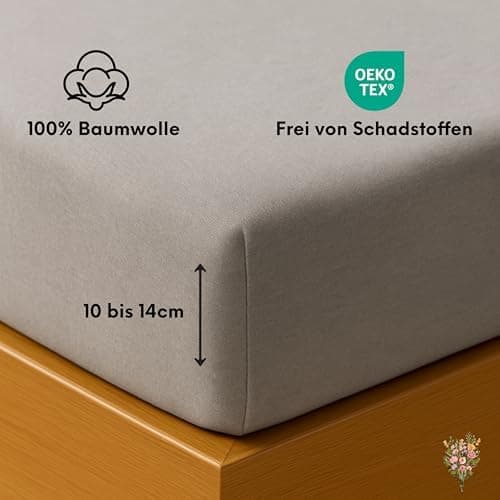 Jersey-Spannbettlaken / Spannbetttuch – 100% Baumwolle, 180x200–200x200 cm