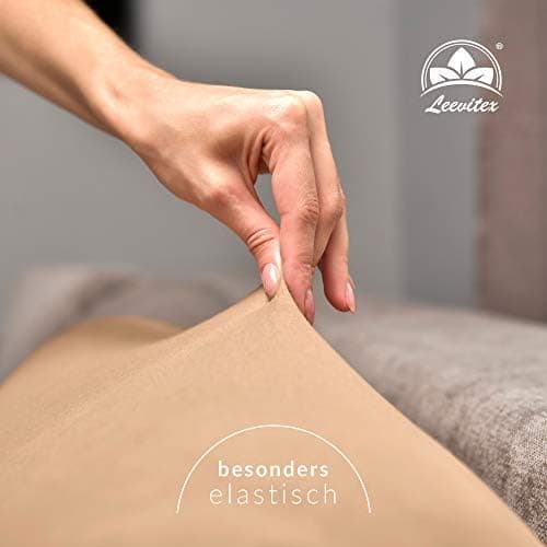 leevitex® Spannbettlaken 180x200–200x200 cm | 100% Jersey-Baumwolle | für Matratzen bis 25 cm