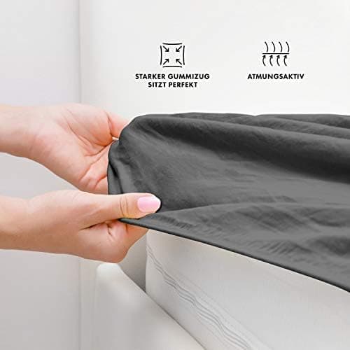 Jacobson Jersey-Spannbettlaken aus Baumwolle – OEKO-TEX STANDARD 100, 180x200–200x200 cm, Weiß