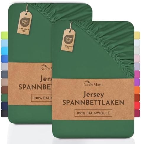 NatureMark Jersey-Spannbettlaken 2er-Pack – 100% Baumwolle, 90 x 200–100 x 200 cm, Creme/Natur