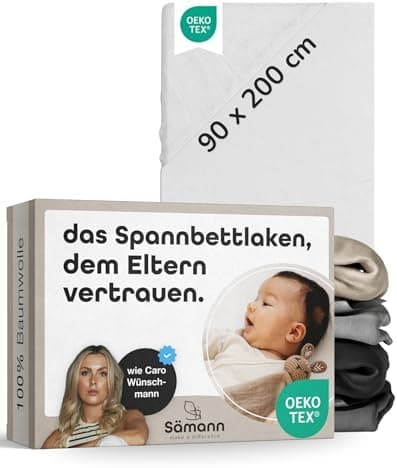 Sämann® Spannbettlaken Jersey 90x200 cm – Baumwolle, anthrazit