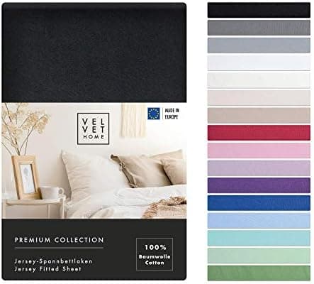 VelvetHome Spannbettlaken 120 x 200 cm – 100% gekämmte Baumwolle (Jersey), passend für Matratzen bis 25 cm