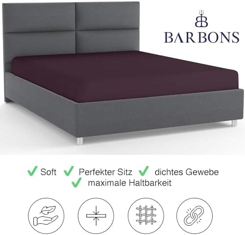 BARBONS Spannbettlaken 140x200 cm – 100% Baumwolle Jersey, für Boxspringbett & Matratzen bis 27 cm – Hellgrau
