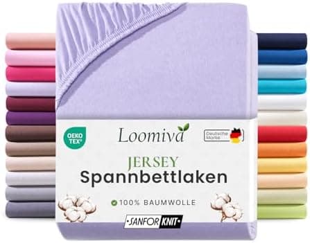 Jersey-Spannbettlaken 100% Baumwolle – 90–100×200 cm, für Matratzen bis 25 cm (Steghöhe bis 23 cm), Beige