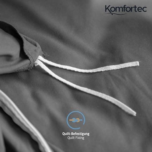 Komfortec Bettwäsche 2‑teilig (Bettbezug 155x220 + Kissenbezug 80x80) – superweiche gebürstete 100% Mikrofaser, Grau, OE