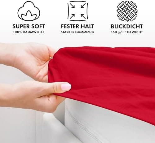 Jacobson Jersey-Spannbettlaken aus Baumwolle – OEKO-TEX STANDARD 100, 180x200–200x200 cm, Weiß