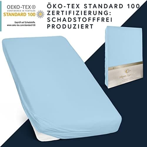 MOON-Luxury Spannbettlaken/Spannbetttuch Jersey-Stretch 230 g/m² OEKO-TEX – anthrazit, 90×200–100×220