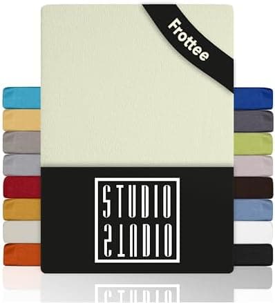 STUDIO Basic Frottee-Spannbettlaken 90 x 200 cm – weiches 80% Baumwolle/20% Polyester, elastisch & bügelfrei, OEKO-TEX f