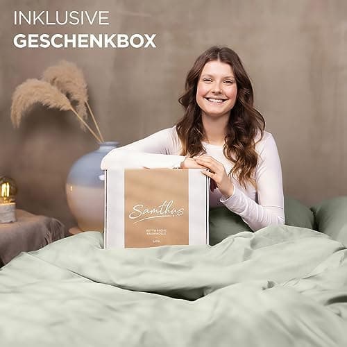 Bettwäsche 155x220 Baumwollsatin – Oeko‑Tex Made in Green, himmlisch weich – Set 1x Bettbezug 155x220 + 1x Kissenbezug 8