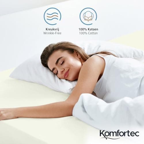 Komfortec Spannbettlaken 90x200 cm Jersey-Baumwolle – OEKO-TEX® Standard 100, Rundumgummizug für perfekte Passform, Weiß