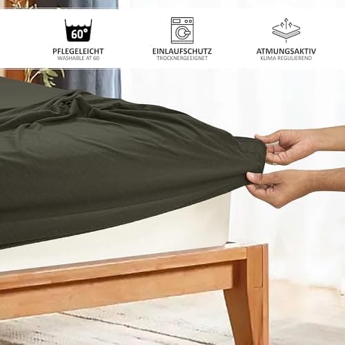 Jersey-Spannbettlaken 100% Baumwolle – 100% gekämmte Baumwolle, 90 x 200 cm (Steghöhe 27 cm)
