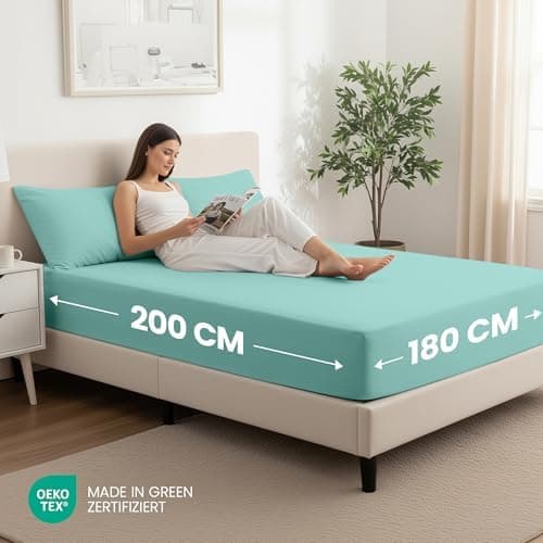 Utopia Bedding 2er-Set Spannbettlaken 140 x 200 cm – OEKO-TEX MADE IN GREEN zertifiziert – 35 cm Tiefe Tasche