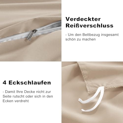 WAVVE Bettwäsche 135x200 – 4‑teiliges Mikrofaser‑Set Anthrazit (inkl. 2×80×80 cm Kissenbezüge) mit Reißverschluss, OEKO‑
