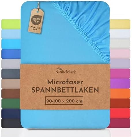NatureMark Mikrofaser-Spannbettlaken 90x200–100x200 cm, türkis