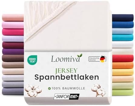 Jersey-Spannbettlaken 100% Baumwolle – 90–100×200 cm, für Matratzen bis 25 cm (Steghöhe bis 23 cm), Beige