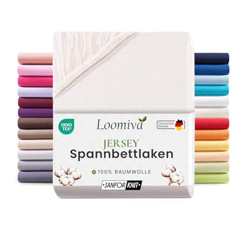 Jersey-Spannbettlaken 100% Baumwolle – 90–100×200 cm, für Matratzen bis 25 cm (Steghöhe bis 23 cm), Beige