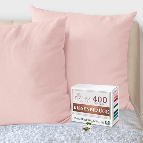 Pizuna Kissenbezüge 2er-Pack 40 x 80 cm Dunkelblau – 100% Langstapel-Baumwolle, 400 Fadenzahl