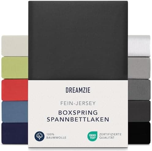 Dreamzie Topper-Spannbettlaken 180×200–200×200 cm – Jersey-Baumwolle 150 g/m², OEKO‑TEX STANDARD 100, extra niedrige Sei