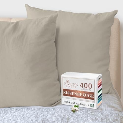 Pizuna Kissenbezüge 2er-Pack 40 x 80 cm Dunkelblau – 100% Langstapel-Baumwolle, 400 Fadenzahl
