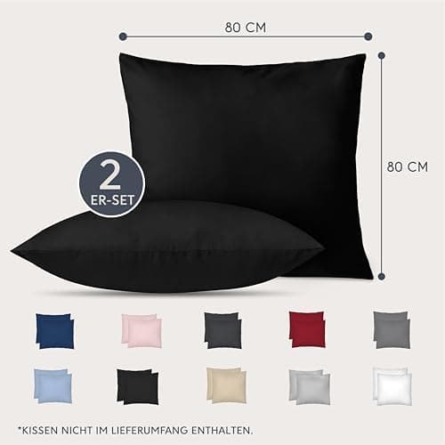 Dreamzie Kissenbezug 40x80 (2er Set) – Mikrofaser weich, OEKO-TEX STANDARD 100, Anthrazit mit Reißverschluss