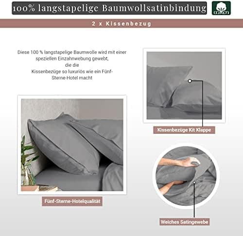 Pizuna Kissenbezüge 2er-Pack 40 x 80 cm Dunkelblau – 100% Langstapel-Baumwolle, 400 Fadenzahl