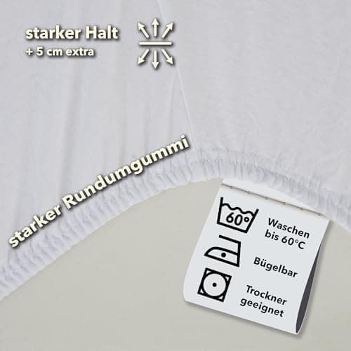 STUDIO Spannbettlaken Jersey – 97 % Baumwolle / 3 % Elastan – 120×200 / 120×220 / 130×200 / 130×220 cm, passend für Matr
