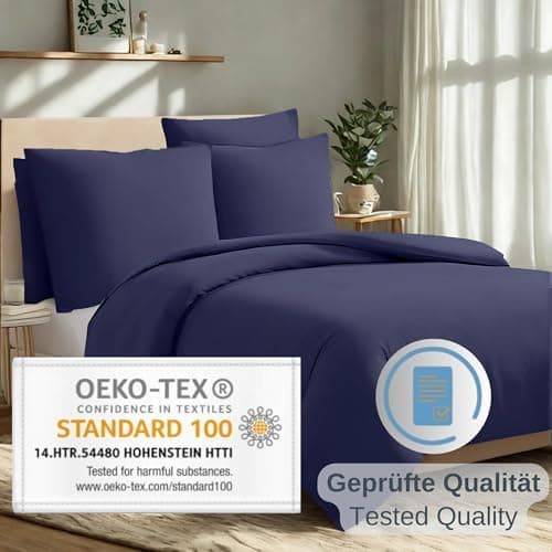 Komfortec Bettwäsche 2‑teilig (Bettbezug 155x220 + Kissenbezug 80x80) – superweiche gebürstete 100% Mikrofaser, Grau, OE