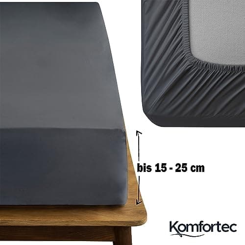 Komfortec Spannbettlaken 90x200 cm Jersey-Baumwolle – OEKO-TEX® Standard 100, Rundumgummizug für perfekte Passform, Weiß