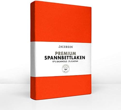 Jacobson Jersey-Spannbettlaken aus Baumwolle – OEKO-TEX STANDARD 100, 180x200–200x200 cm, Weiß