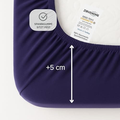 Spannbettlaken 120x200 cm – Jersey 100% Baumwolle – für Matratzen bis 25 cm Höhe