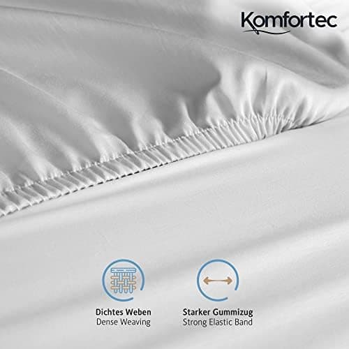 Komfortec Spannbettlaken 90x200 cm Jersey-Baumwolle – OEKO-TEX® Standard 100, Rundumgummizug für perfekte Passform, Weiß