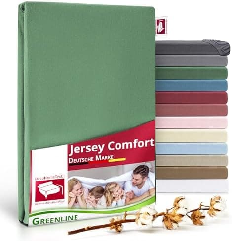 Greenline Spannbettlaken Premium Jersey – 100% Baumwolle, Champagner, 180–200x200 cm, bis 30 cm (auch für Boxspringbette