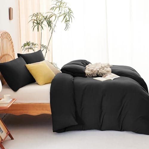 WAVVE Bettwäsche 135x200 – 4‑teiliges Mikrofaser‑Set Anthrazit (inkl. 2×80×80 cm Kissenbezüge) mit Reißverschluss, OEKO‑