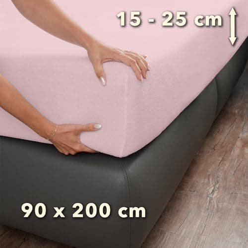 STUDIO Basic Frottee-Spannbettlaken 90 x 200 cm – weiches 80% Baumwolle/20% Polyester, elastisch & bügelfrei, OEKO-TEX f