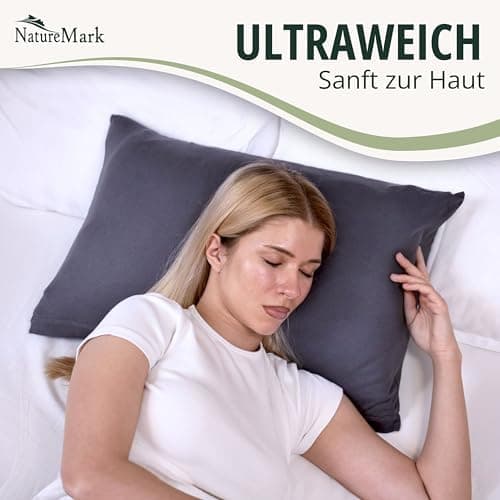 NatureMark Jersey Kissenbezüge – weich & atmungsaktiv, hautfreundlich – 40x40 cm, Anthrazit