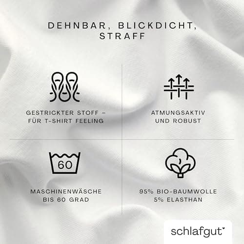Schlafgut Pure Spannbettlaken 90x200 bis 100x220 cm – 95% Bio-Baumwolle & 5% Elasthan, Oeko-TEX zertifiziert – passend f