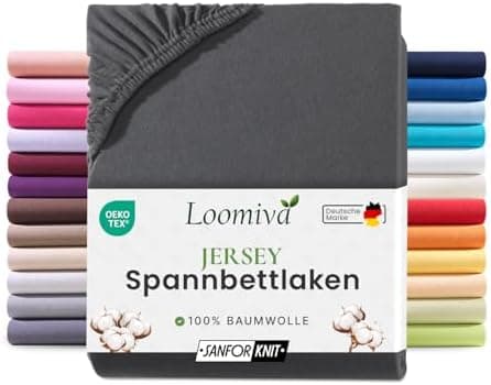 Jersey-Spannbettlaken 100% Baumwolle – 90–100×200 cm, für Matratzen bis 25 cm (Steghöhe bis 23 cm), Beige