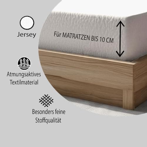120x200 cm Jersey-Spannbettlaken – 100% Baumwolle, Weiß