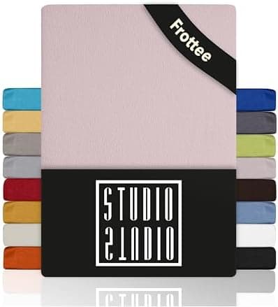 STUDIO Basic Frottee-Spannbettlaken 90 x 200 cm – weiches 80% Baumwolle/20% Polyester, elastisch & bügelfrei, OEKO-TEX f