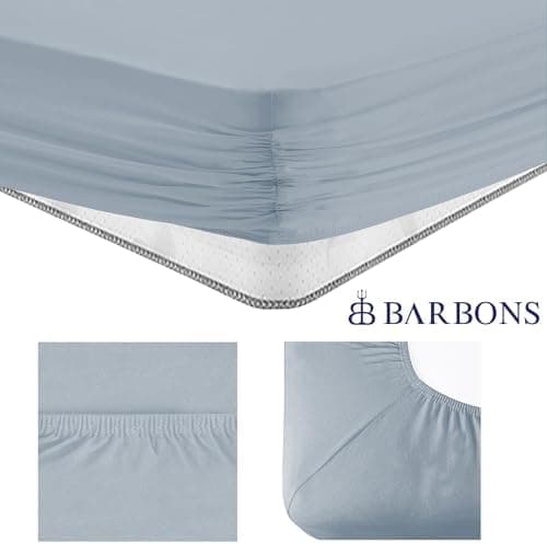 BARBONS Spannbettlaken 140x200 cm – 100% Baumwolle Jersey, für Boxspringbett & Matratzen bis 27 cm – Hellgrau