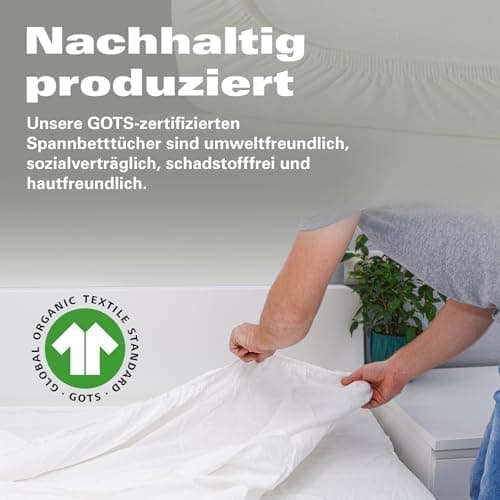BaSaTex Bio-Jersey Spannbettlaken 120x200 cm – 100% Bio-Baumwolle, GOTS-zertifiziert – Taupe