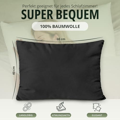 NatureMark Jersey Kissenbezüge – weich & atmungsaktiv, hautfreundlich – 40x40 cm, Anthrazit