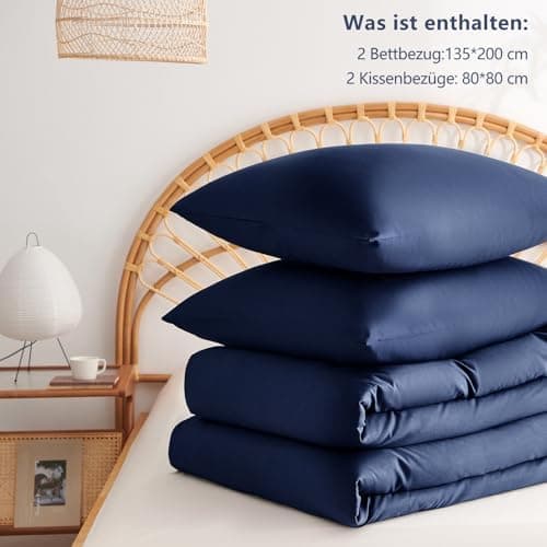 WAVVE Bettwäsche 135x200 – 4‑teiliges Mikrofaser‑Set Anthrazit (inkl. 2×80×80 cm Kissenbezüge) mit Reißverschluss, OEKO‑