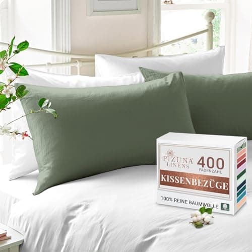 Pizuna Kissenbezüge 2er-Pack 40 x 80 cm Dunkelblau – 100% Langstapel-Baumwolle, 400 Fadenzahl