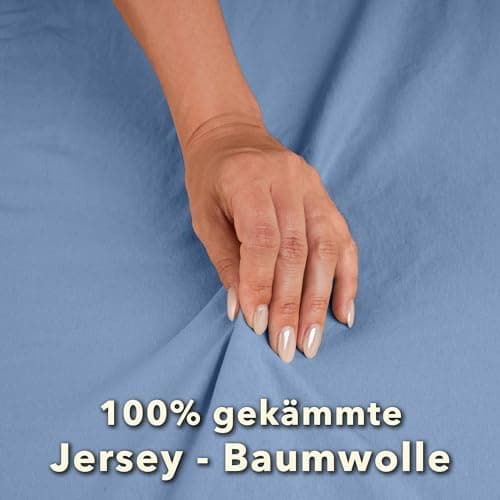 STUDIO Basic Spannbettlaken 200×220 cm – Jersey aus 100% gekämmter Baumwolle, elastisch & bügelfrei, passend für Matratz