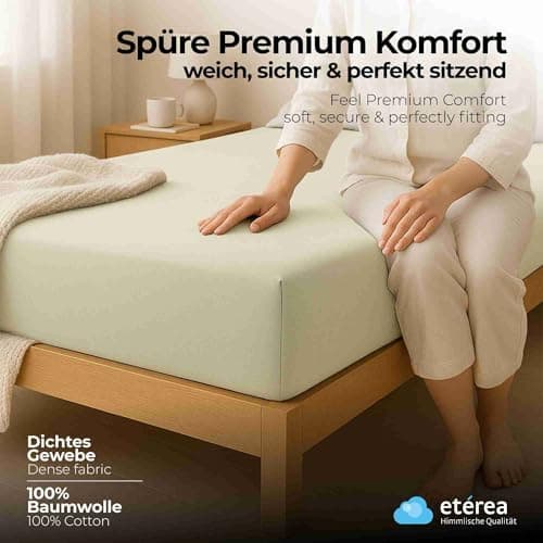 etérea Jersey-Spannbettlaken 80x200 cm Weiß – 100% Baumwolle, OEKO-TEX MADE IN GREEN & STANDARD 100