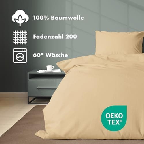 JACOBSON Bettwäsche 135x200 – 100% Baumwolle Perkal, OEKO‑TEX, 2‑teilig (135x200 + 80x80) mit Reißverschluss, Anthrazit