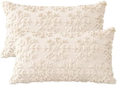 Artscope 2er-Set Kissenbezüge (40x40 cm) – weicher Kurzplüsch Wollsamt, Schneeflocke Creme Beige