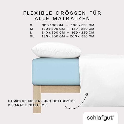 Schlafgut Pure Spannbettlaken 90x200 bis 100x220 cm – 95% Bio-Baumwolle & 5% Elasthan, Oeko-TEX zertifiziert – passend f